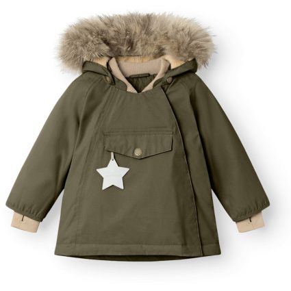 Mini A ture Olive night Wang Fleece Vinterjakke m. Pels - Str. 4 år/104