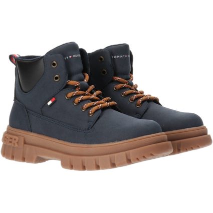 Tommy Hilfiger Blue Lace-Up Støvle - Str. 30